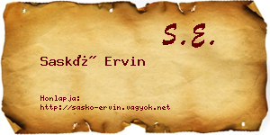 Saskó Ervin névjegykártya